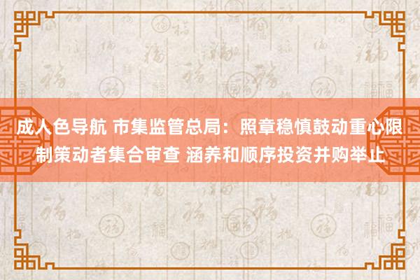 成人色导航 市集监管总局：照章稳慎鼓动重心限制策动者集合审查 涵养和顺序投资并购举止