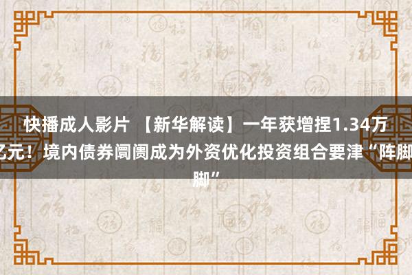 快播成人影片 【新华解读】一年获增捏1.34万亿元！境内债券阛阓成为外资优化投资组合要津“阵脚”