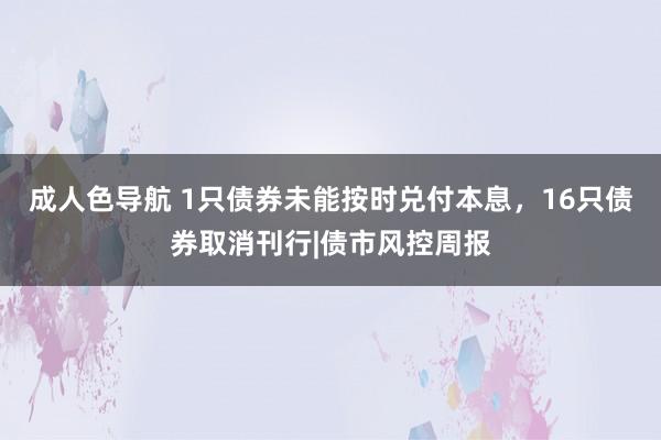 成人色导航 1只债券未能按时兑付本息，16只债券取消刊行|债市风控周报