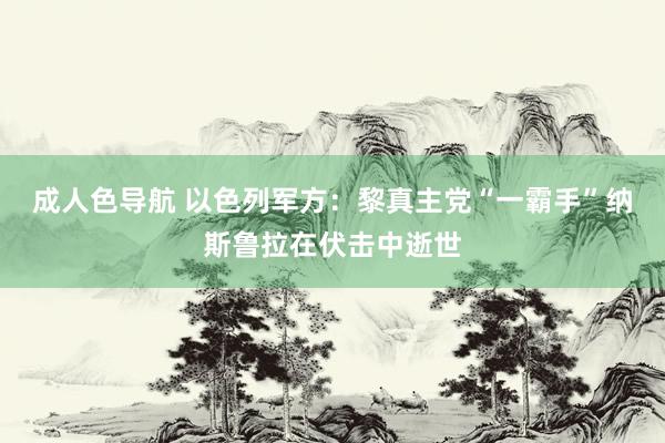 成人色导航 以色列军方：黎真主党“一霸手”纳斯鲁拉在伏击中逝世