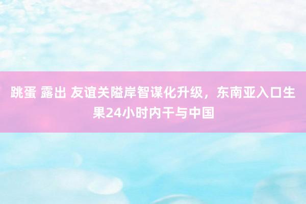 跳蛋 露出 友谊关隘岸智谋化升级，东南亚入口生果24小时内干与中国