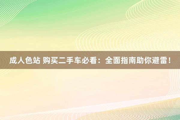 成人色站 购买二手车必看：全面指南助你避雷！