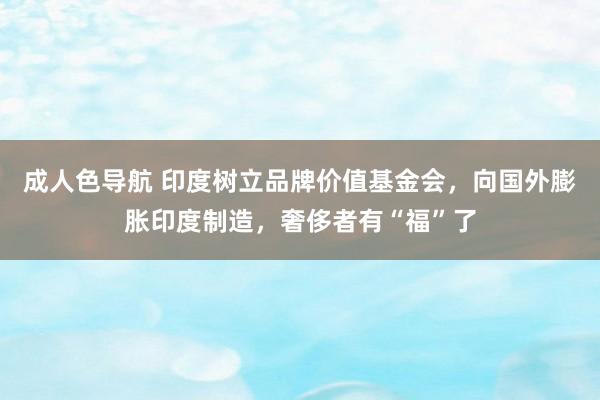 成人色导航 印度树立品牌价值基金会，向国外膨胀印度制造，奢侈者有“福”了