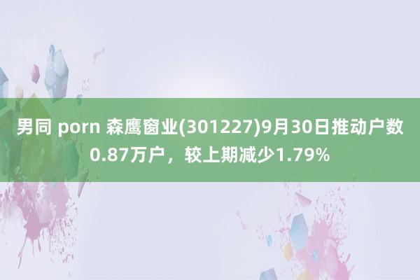 男同 porn 森鹰窗业(301227)9月30日推动户数0.87万户，较上期减少1.79%