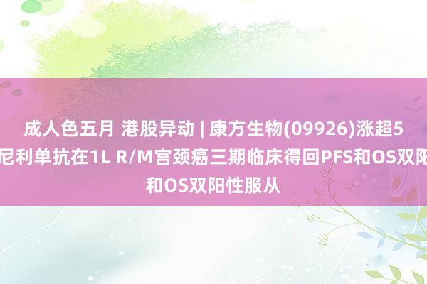 成人色五月 港股异动 | 康方生物(09926)涨超5% 卡度尼利单抗在1L R/M宫颈癌三期临床得回PFS和OS双阳性服从