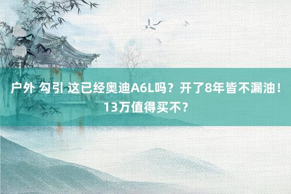 户外 勾引 这已经奥迪A6L吗？开了8年皆不漏油！13万值得买不？