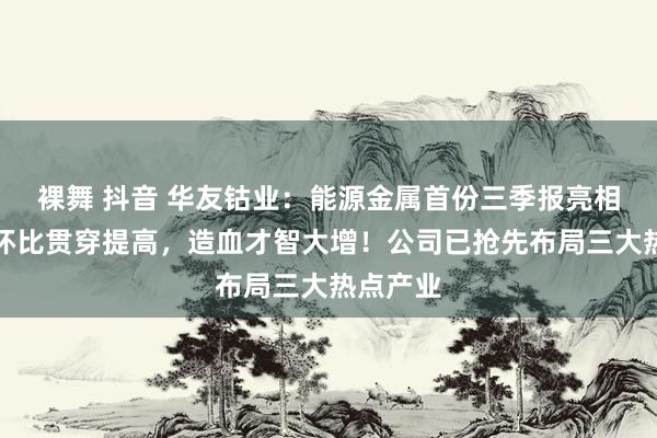 裸舞 抖音 华友钴业：能源金属首份三季报亮相，功绩环比贯穿提高，造血才智大增！公司已抢先布局三大热点产业