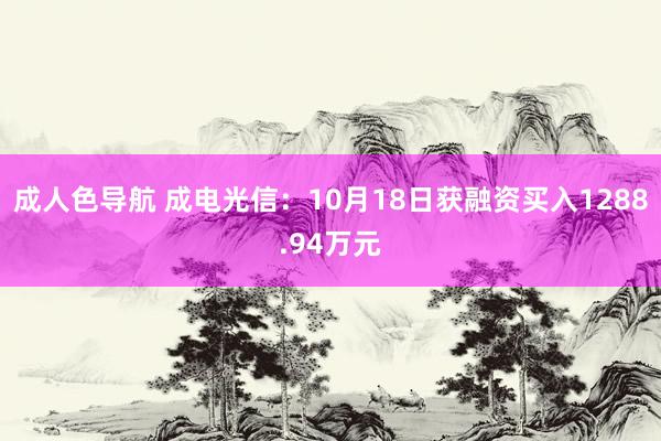 成人色导航 成电光信：10月18日获融资买入1288.94万元