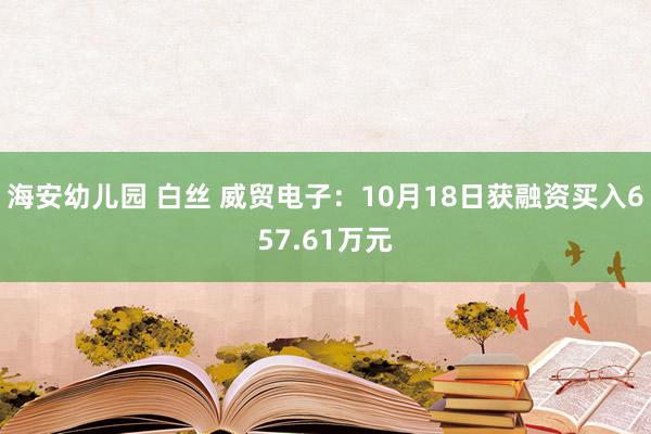 海安幼儿园 白丝 威贸电子：10月18日获融资买入657.61万元