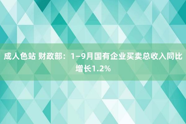 成人色站 财政部：1—9月国有企业买卖总收入同比增长1.2%