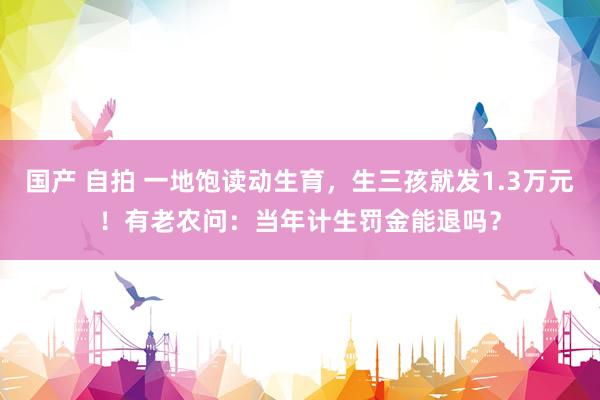 国产 自拍 一地饱读动生育，生三孩就发1.3万元！有老农问：当年计生罚金能退吗？