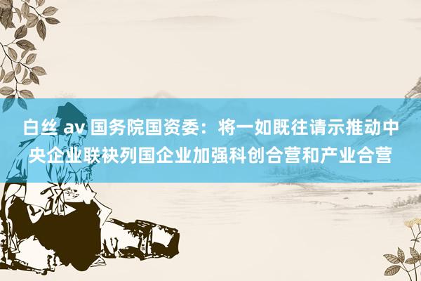 白丝 av 国务院国资委：将一如既往请示推动中央企业联袂列国企业加强科创合营和产业合营