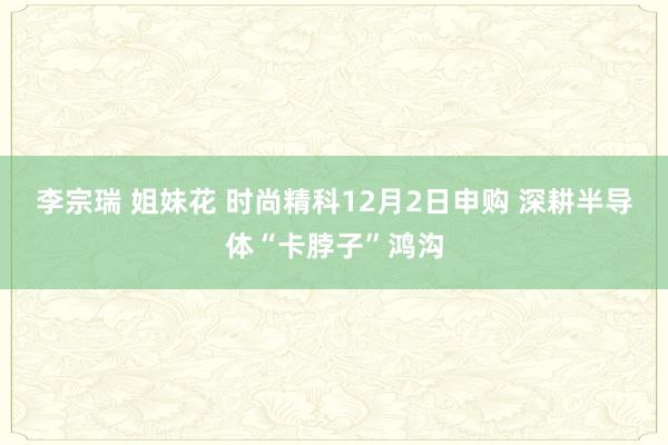 李宗瑞 姐妹花 时尚精科12月2日申购 深耕半导体“卡脖子”鸿沟