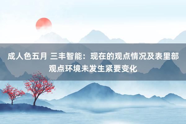 成人色五月 三丰智能：现在的观点情况及表里部观点环境未发生紧要变化