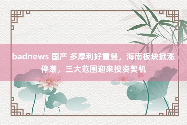 badnews 国产 多厚利好重叠，海南板块掀涨停潮，三大范围迎来投资契机