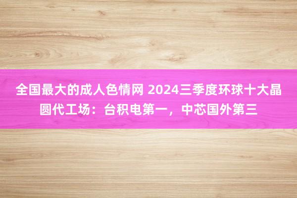 全国最大的成人色情网 2024三季度环球十大晶圆代工场：台积电第一，中芯国外第三