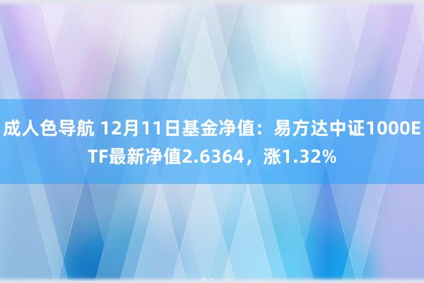 成人色导航 12月11日基金净值：易方达中证1000ETF最新净值2.6364，涨1.32%