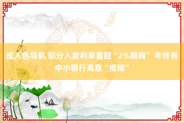 成人色导航 部分入款利率重回“2%期间” 年终有中小银行高息“揽储”