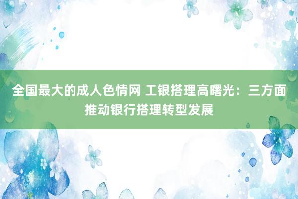 全国最大的成人色情网 工银搭理高曙光：三方面推动银行搭理转型发展