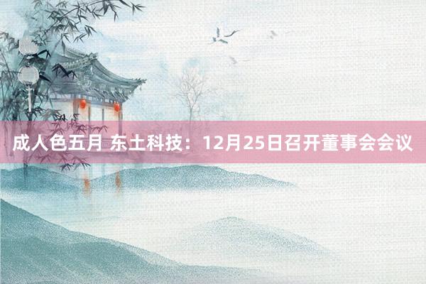 成人色五月 东土科技：12月25日召开董事会会议