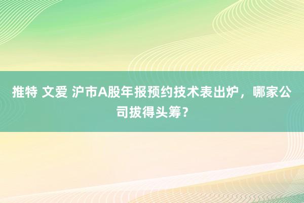 推特 文爱 沪市A股年报预约技术表出炉，哪家公司拔得头筹？