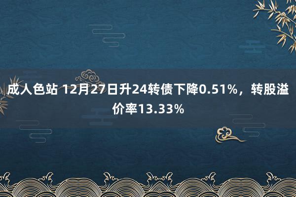 成人色站 12月27日升24转债下降0.51%，转股溢价率13.33%