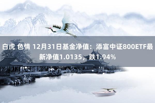 白虎 色情 12月31日基金净值：添富中证800ETF最新净值1.0135，跌1.94%