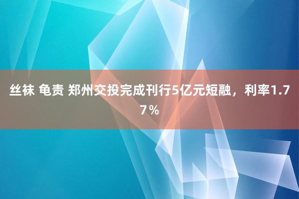 丝袜 龟责 郑州交投完成刊行5亿元短融，利率1.77％