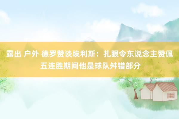 露出 户外 德罗赞谈埃利斯：扎眼令东说念主赞佩 五连胜期间他是球队舛错部分