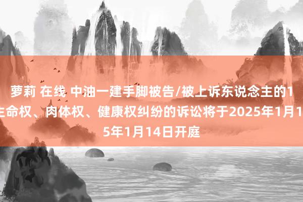 萝莉 在线 中油一建手脚被告/被上诉东说念主的1起触及生命权、肉体权、健康权纠纷的诉讼将于2025年1月14日开庭