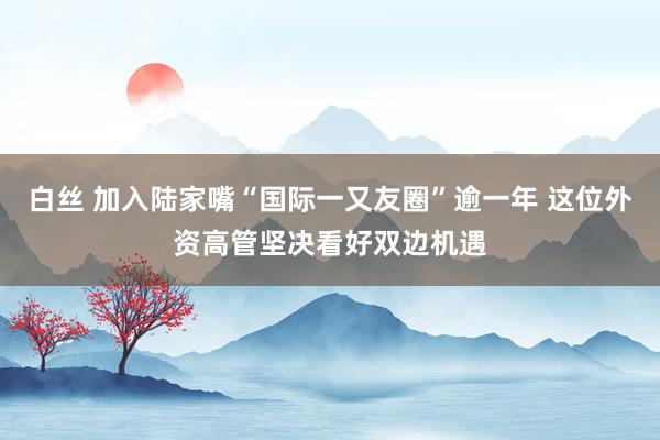 白丝 加入陆家嘴“国际一又友圈”逾一年 这位外资高管坚决看好双边机遇